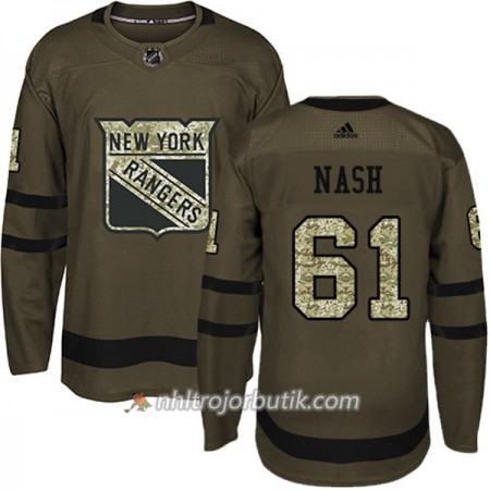 Män Ishockey New York Rangers Tröja Rick Nash 61 Adidas 2017-2018 Camo Grön Authentic
